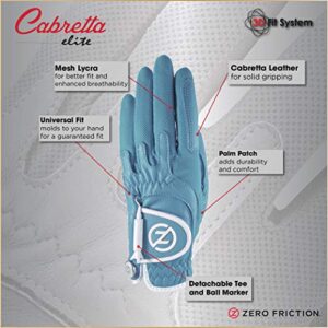 Zero Friction Ladies Cabretta Elite Golf Glove, Left Hand, Turquoise, One Size