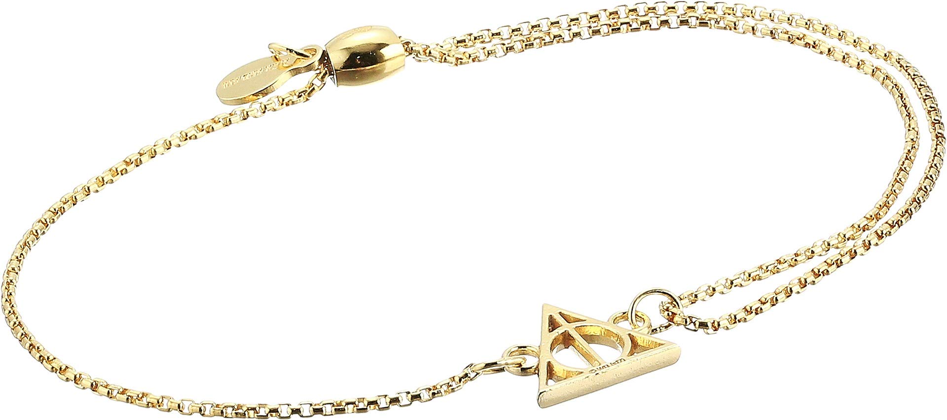 Alex and Ani Women's Harry Potter Deathly Hallows Pull Chain Bracelet, 14kt Gold Plated, Expandable