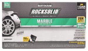 rust-oleum 306321 rocksolid marble 1 car garage floor coating kit, mountain white, 5 piece set