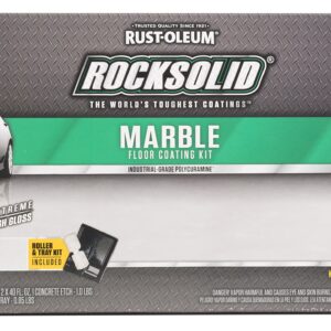 Rust-Oleum 306321 RockSolid Marble 1 Car Garage Floor Coating Kit, Mountain White, 5 Piece Set