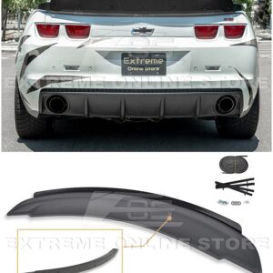 for 2010-2013 Chevrrolet Camaro | EOS ZL1 Style Rear Trunk Lid Wing Spoiler with Aluminum GLOSSY BLACK Center WickerBill Insert (ABS Plastic - Matte Black)