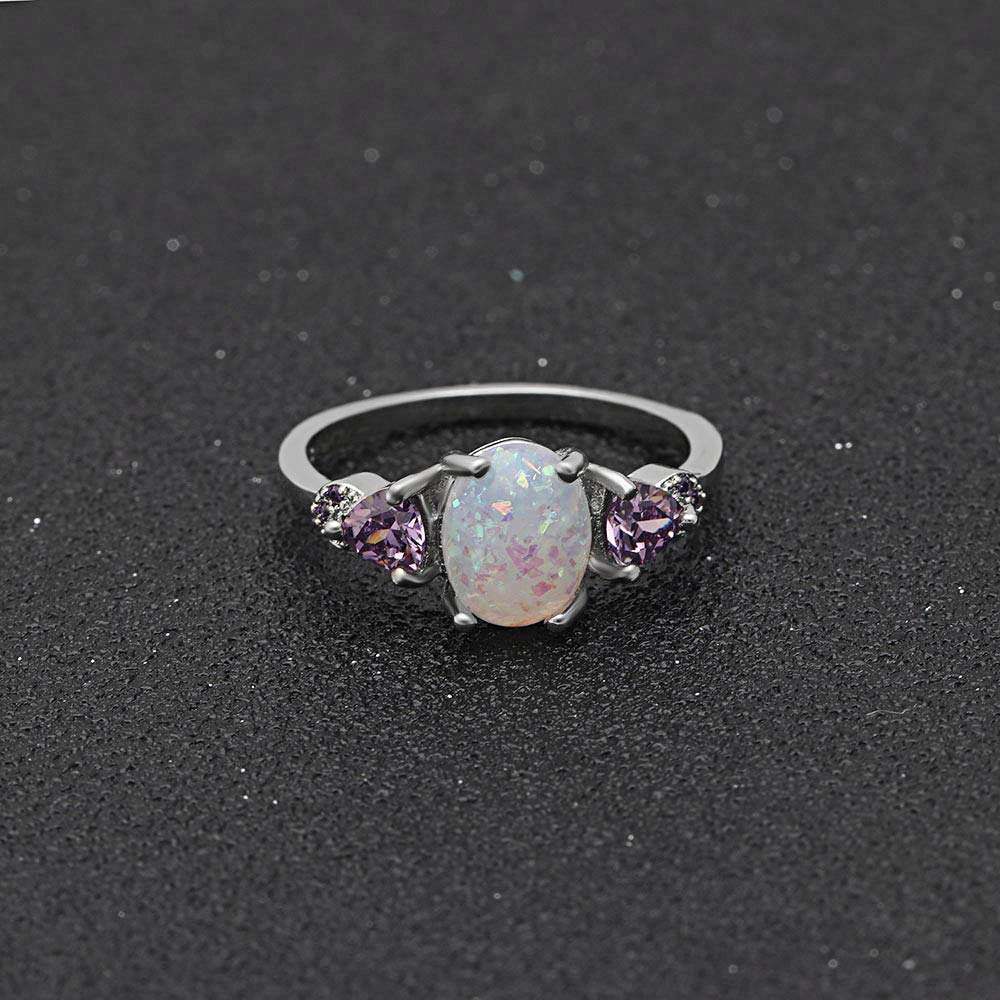 Ginger Lyne Collection Celia Oval Simulated Fire Opal Purple Cz Ring Statement Engagement