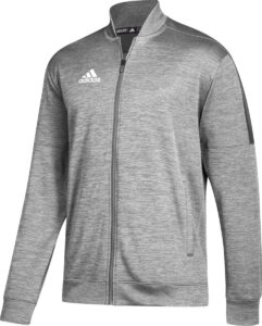 adidas men's athletics team issue bomber, grey two melange/white, small