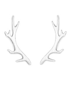 altitude boutique deer antler earrings for women | tree branch crawler stud earrings | outdoor earring cuffs animal earrings (silver)