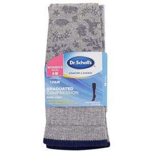 Dr. Scholl's womens Graduated Compression Knee High - 1 & 2 Pair Packs Casual Sock, Gray Paisley, 4 10 US