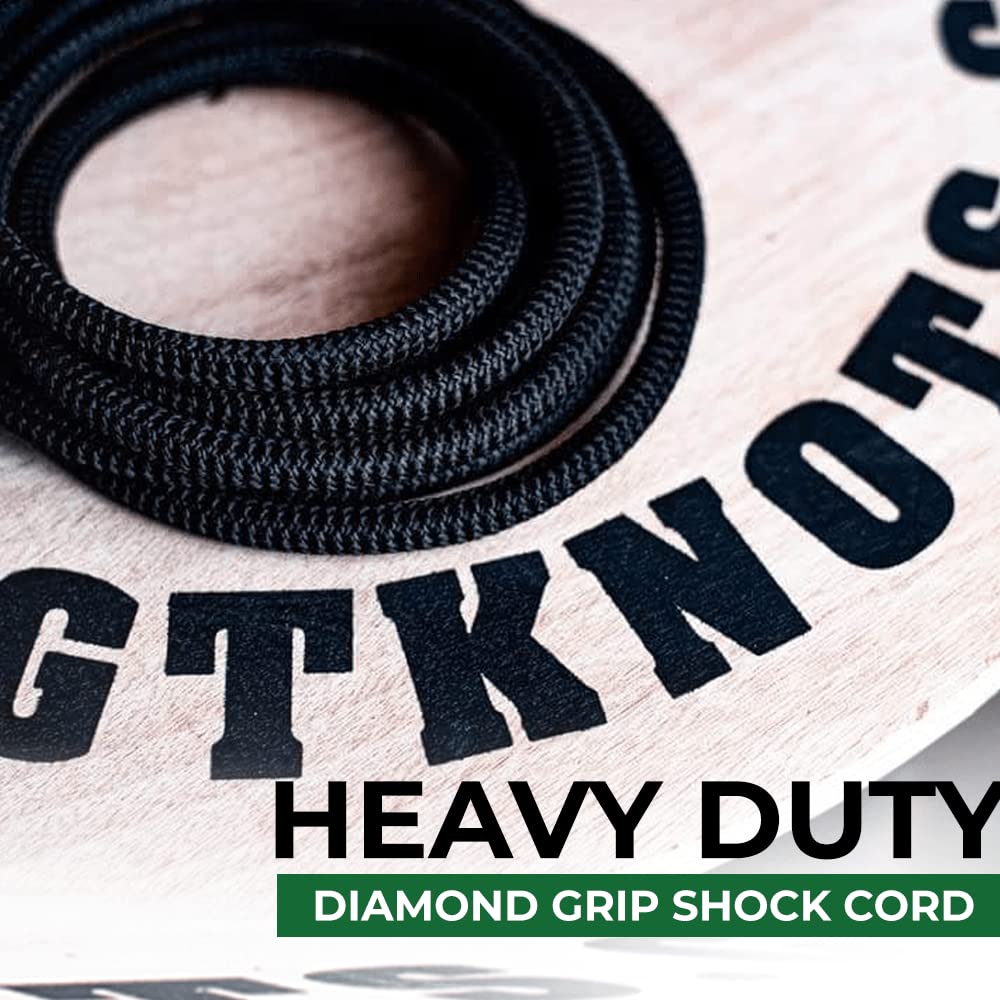 SGT KNOTS Diamond Grip Black Bungee Cord - 100% Stretch Elastic Cord and Absorbent Bungee Shock cord for Camping, Kayak Deck, Crafting (3/32" x 100ft)