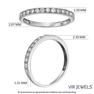 VIR JEWELS 1/4 carat (ctw) Diamond Wedding Anniversary Band for Women, Half Eternity Round Diamond Engagement Ring 14K White Gold Prong Set with Milgrain 0.25 cttw, Size 6.5