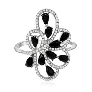 uloveido stacking hawaiian flower ring white gold plated cubic zirconia party/anniversary jewelry christmas gifts (size 9) pj101