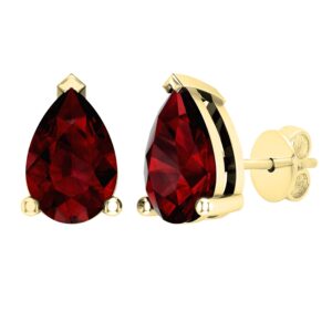 dazzlingrock collection 18k 7x5 mm each pear garnet ladies solitaire teardrop stud earrings, yellow gold