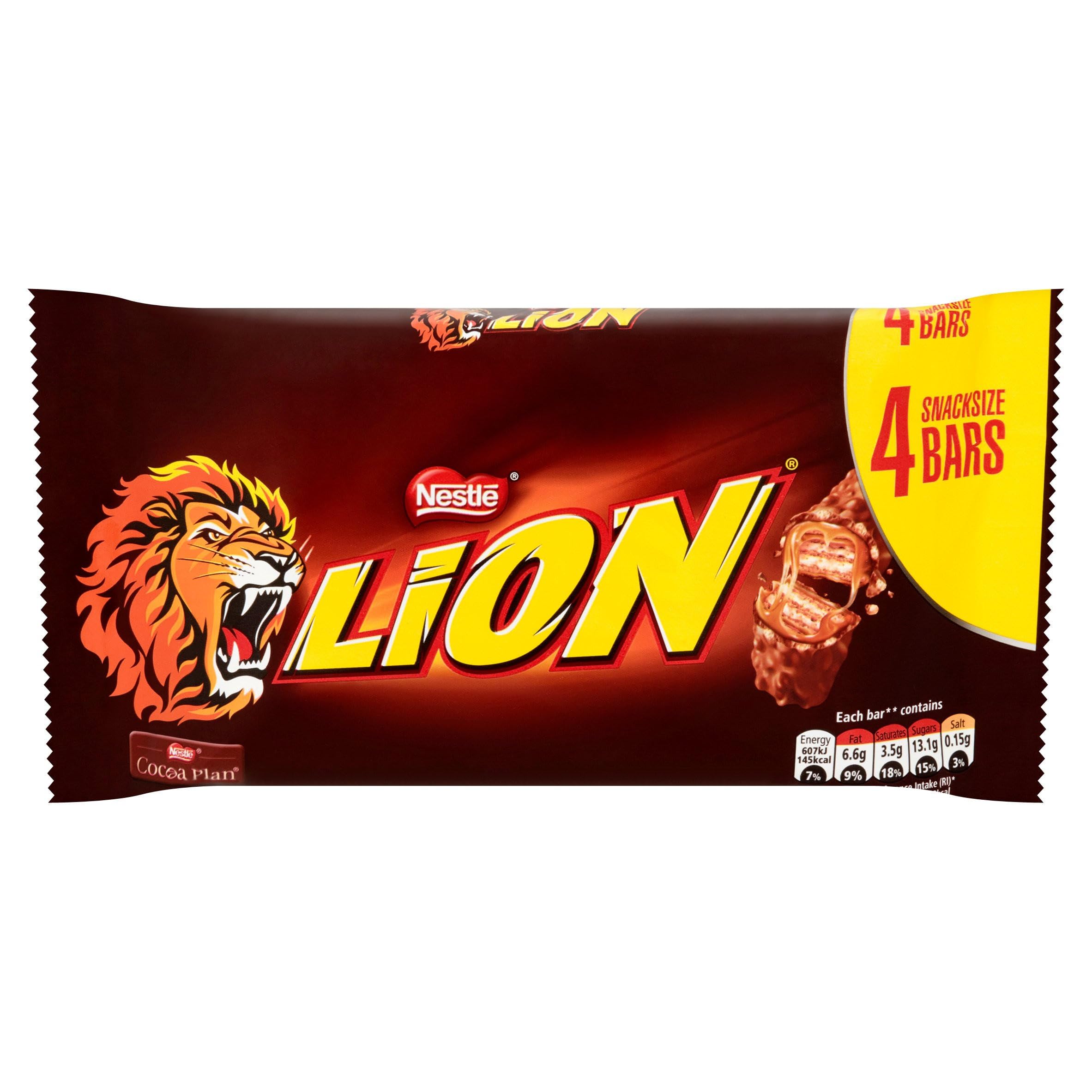 Original Lion Chocolate Bars Candy Pack Imported From The UK England Filled Wafer With Caramel And Cereals Covered With Milk Chocolate The Very Best Of British Chocolate Candy