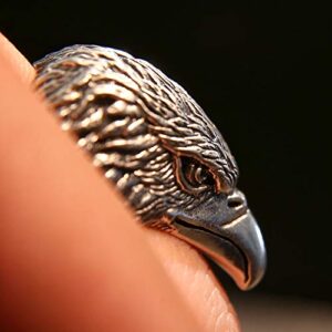 Retro Eagle Ring for Men Women 925 Sterling Silver Eagle Head Ring Punk Jewelry Size 9