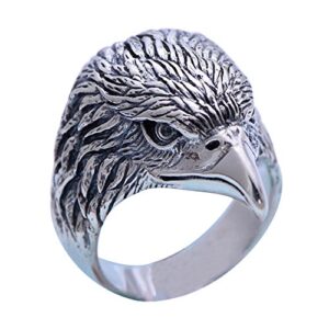 Retro Eagle Ring for Men Women 925 Sterling Silver Eagle Head Ring Punk Jewelry Size 9