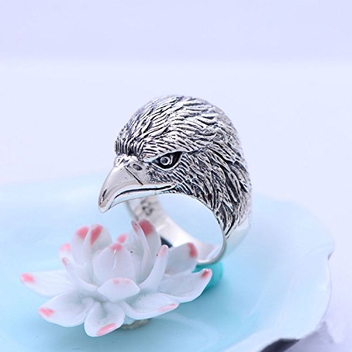 Retro Eagle Ring for Men Women 925 Sterling Silver Eagle Head Ring Punk Jewelry Size 9