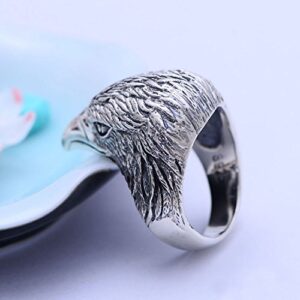 Retro Eagle Ring for Men Women 925 Sterling Silver Eagle Head Ring Punk Jewelry Size 9