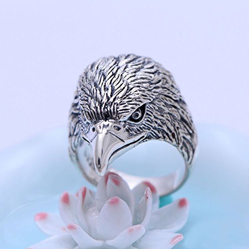 Retro Eagle Ring for Men Women 925 Sterling Silver Eagle Head Ring Punk Jewelry Size 9