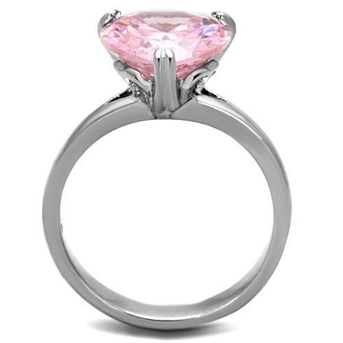 Nationalonlinediscounts Bold Pink Sapphire Heart CZ Stainless Steel Promise Love Engagement Ring (9)