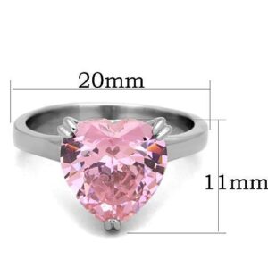 Nationalonlinediscounts Bold Pink Sapphire Heart CZ Stainless Steel Promise Love Engagement Ring (9)