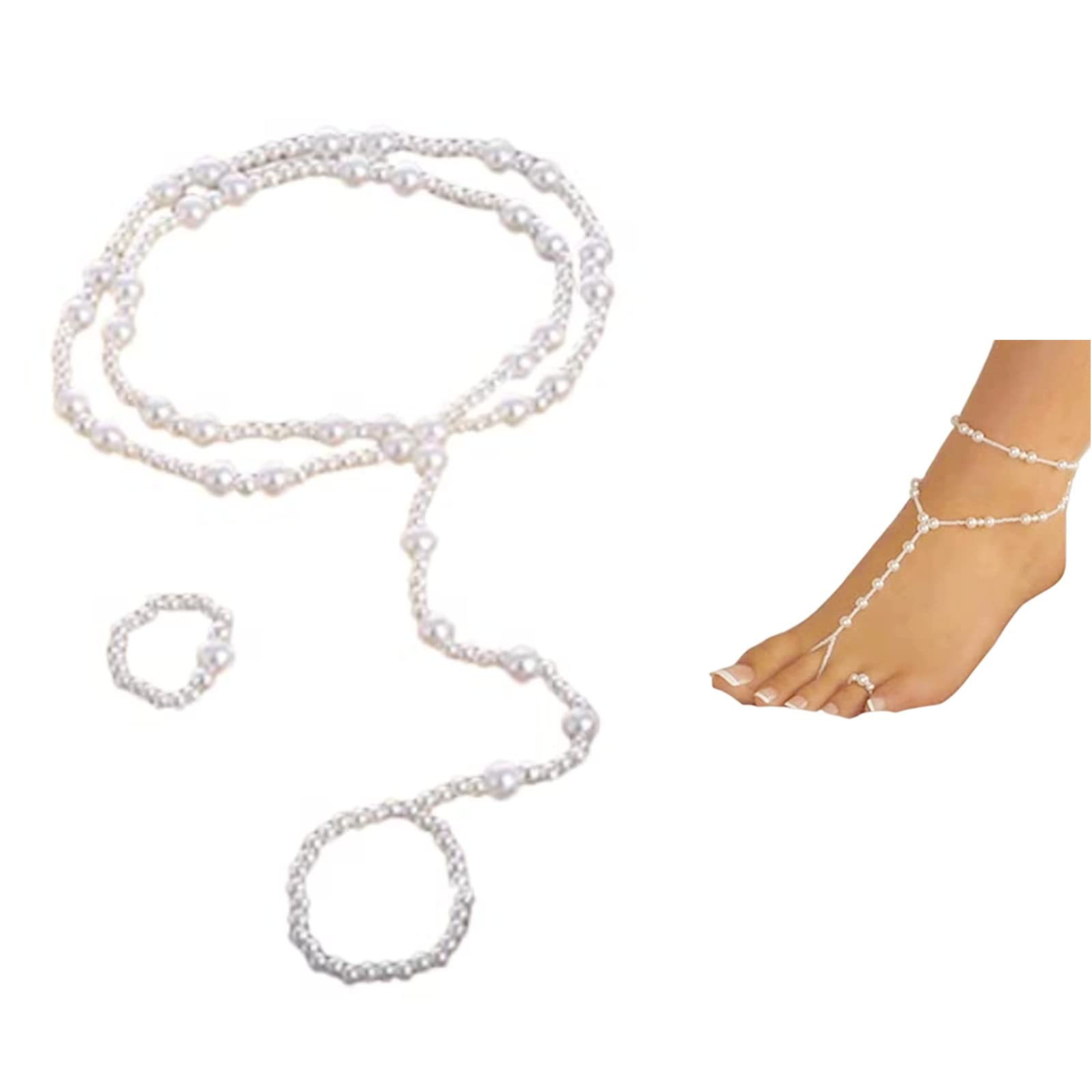 MauSong Pearl Barefoot Sandal Foot Jewelry Anklet Bracelet Ankle Chain, 1 Pieces