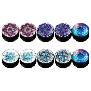 kubooz(5 pairs lotus acrylic ear plugs tunnels gauges stretcher piercings