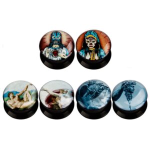 KUBOOZ(3 Pairs Christ-Art Acrylic Ear Plugs Tunnels Gauges Stretcher Piercings