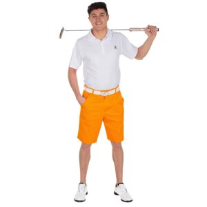 Royal & Awesome Mens Golf Shorts, Crazy Golf Shorts for Men, Big and Tall Golf Shorts for Men, Funny Golf Shorts for Men, Orange Golf Shorts for Men