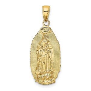 IceCarats 14K Yellow Gold Our Lady of Guadalupe Virgin Mary Oval Disc Necklace Virgencita Maria Rosa Pendant Catholic Christian Holy Mother Medallion Charm Only