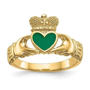 14K Yellow Gold Irish Heart Love Claddagh Celtic Ring Size 7