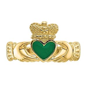 14K Yellow Gold Irish Heart Love Claddagh Celtic Ring Size 7