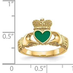 14K Yellow Gold Irish Heart Love Claddagh Celtic Ring Size 7