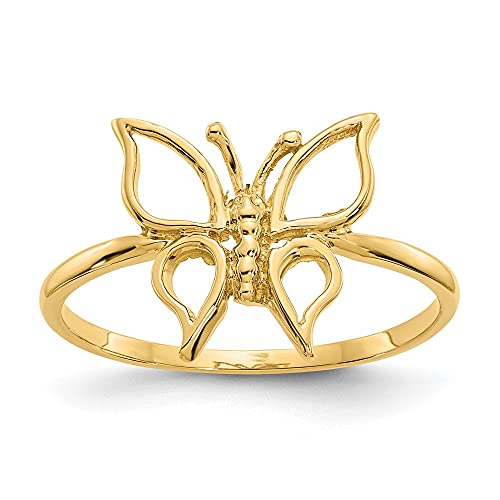 IceCarats 14K Yellow Gold Butterfly Wings Statement Ring Size 7