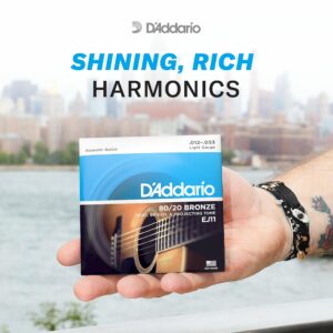 D'Addario Guitar Strings - Acoustic Guitar Strings - 80/20 Bronze - For 6 String Guitar - Deep, Bright, Projecting Tone - EJ11-3D - Light, 12-53 - 3-Pack.