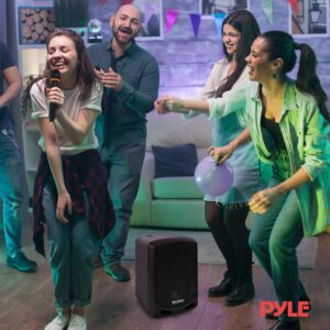 Pyle Bluetooth Karaoke PA Speaker - Indoor / Outdoor Portable Sound System with Wireless Mic, Audio Recording, Rechargeable Battery, USB / SD Reader, Stand Mount - for Party, Control - PSBT65A Black