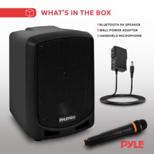 Pyle Bluetooth Karaoke PA Speaker - Indoor / Outdoor Portable Sound System with Wireless Mic, Audio Recording, Rechargeable Battery, USB / SD Reader, Stand Mount - for Party, Control - PSBT65A Black