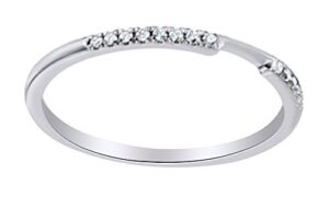 round shape white diamond engagement wedding ring in 14k solid white gold (0.1 cttw),ring size-4