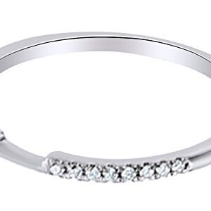 Round Shape White Diamond Engagement Wedding Ring In 14K Solid White Gold (0.1 Cttw),Ring Size-4