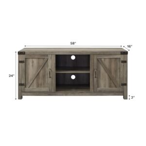 Walker Edison Georgetown Modern Farmhouse Double Barn Door TV Stand for TVs up to 65 Inches, 58 Inch, Rustic Oak