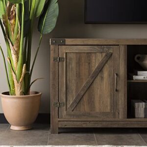 Walker Edison Georgetown Modern Farmhouse Double Barn Door TV Stand for TVs up to 65 Inches, 58 Inch, Rustic Oak