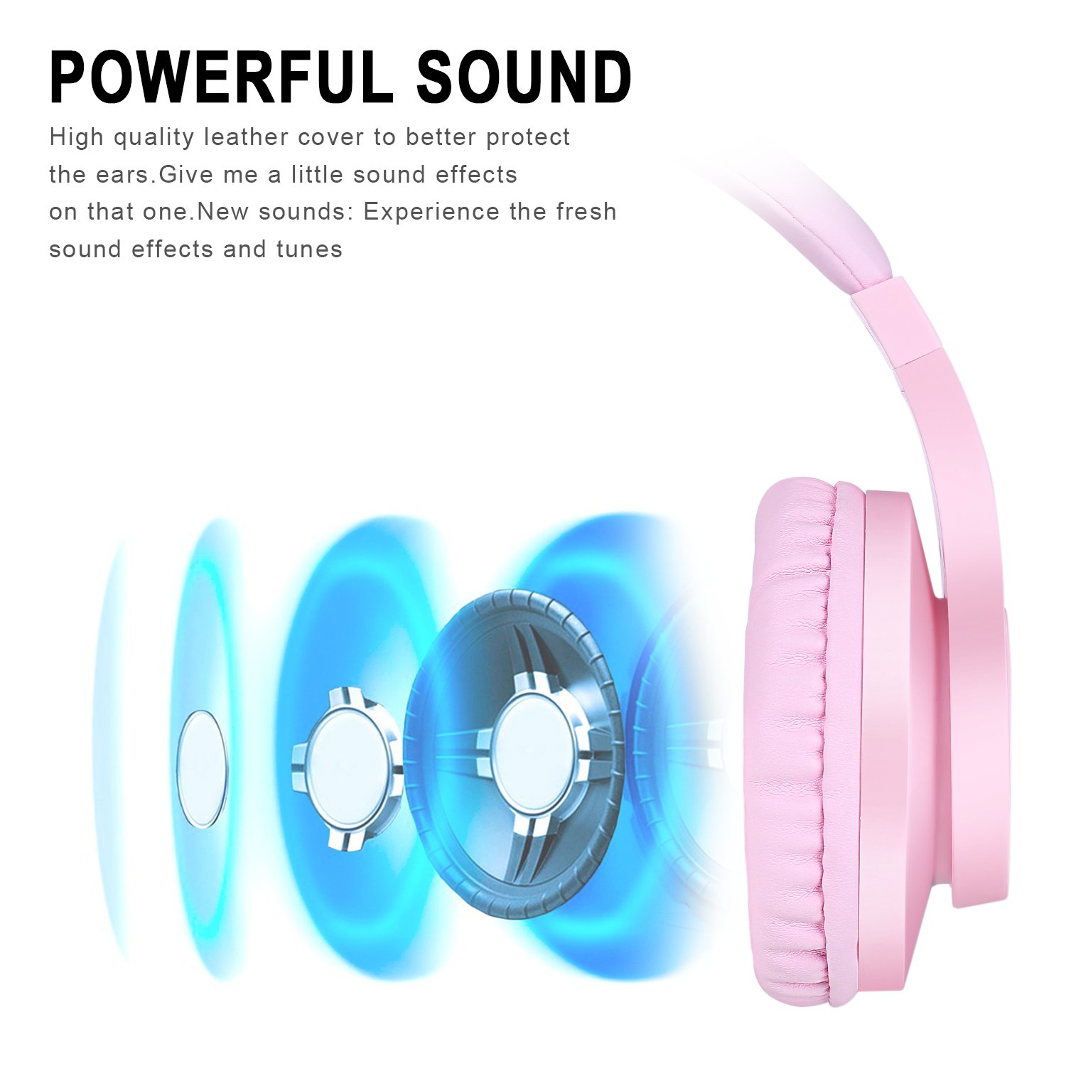 BlueFire Kids Headphones for Online School, Children, Teens, Boys, Girls, 3.5mm Stereo Over-Ear Gaming Headphone with Microphone and Volume Control for PS4, PS5, New Xbox One（Pink）