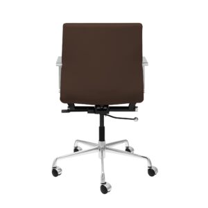 Laura Davidson Furniture SOHO II Ribbed Office Chair - Mid Back Desk Chair, Ergonomically Designed with Arm Rest & Swivel, Made of Faux Leather, Dark Brown, Computer Chair