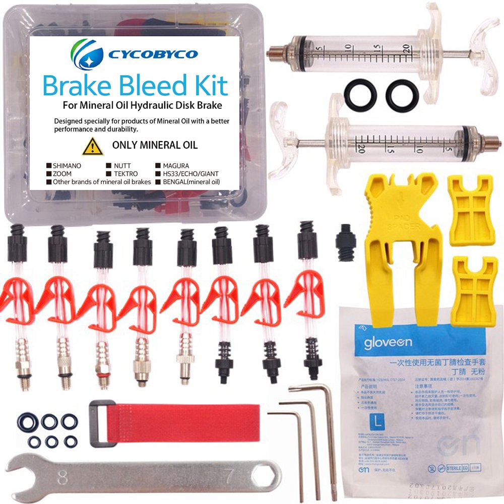 Cycobyco Mineral Oil Bicycle Hydraulic Disc Brake Bleed Kit for All Series Shimano/Magura/Tektro/ZOOM/CSC/ECHO/GIANT / HS33 / NUTT Cycling (Professional kit)