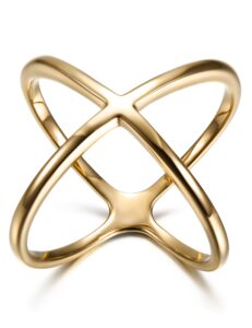 wistic x criss cross rings statement rings parallel bar for men and women touch of luxury fashion effortlessly cocktail charming enhancer finger jewelry (gold, 10)