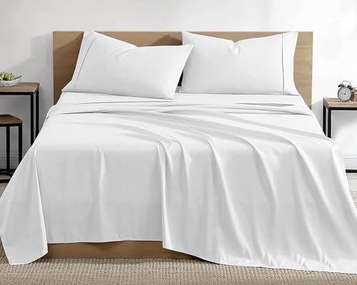 Bluemoon Homes King Size Egyptian Cotton Sheets,1000 Thread Count, 4Pc King Size Sheets Set, Smooth Sateen Weave King Sheets, 18" Deep Pocket, Ultra Luxury Sheets, King Sheet Set - White Sheets