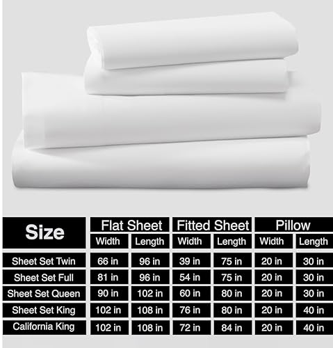 Bluemoon Homes King Size Egyptian Cotton Sheets,1000 Thread Count, 4Pc King Size Sheets Set, Smooth Sateen Weave King Sheets, 18" Deep Pocket, Ultra Luxury Sheets, King Sheet Set - White Sheets