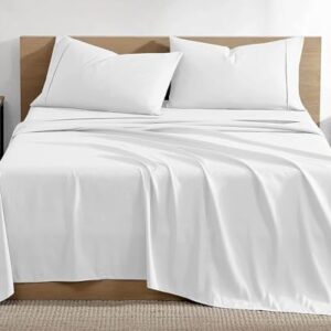 Bluemoon Homes King Size Egyptian Cotton Sheets,1000 Thread Count, 4Pc King Size Sheets Set, Smooth Sateen Weave King Sheets, 18" Deep Pocket, Ultra Luxury Sheets, King Sheet Set - White Sheets