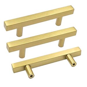 goldenwarm 96mm Hole Centers Kitchen Cabinet Pulls Gold Kitchen Hardware - LS1212GD96 Square Cabinet Hardware Brushed Gold Knobs for Dresser Brass Hardware 6in Overall Length 20pack