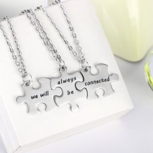 YEEQIN 3PCS We Will Always Be Connected Necklace Set, Best Friends Necklace for 3, Friendship Jewelry Gift for Sisters Friends