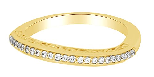 AFFY (0.16 Cttw) Round Shape White Natural Diamond Engagement Wedding Ring In 14K Solid Yellow Gold,Ring Size-4