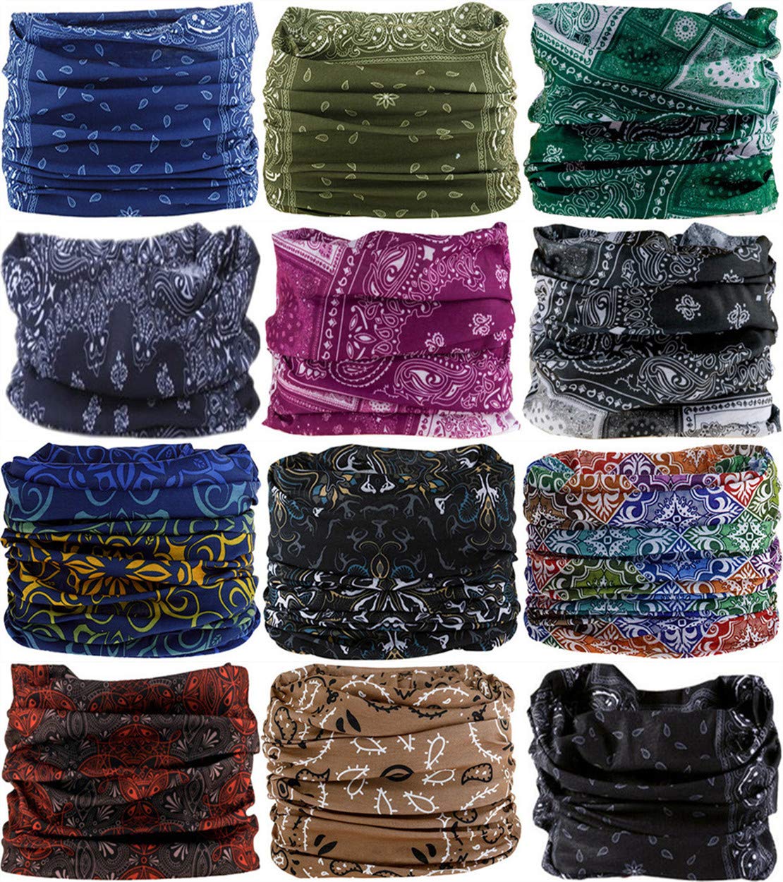 VANCROWN Headband Head Wrap Headwear Sport Sweatband 280 Patterns 12 in 1 Magic Scarf 12PCS 9PCS & 6PCS (12PCS.Arabesque.1)