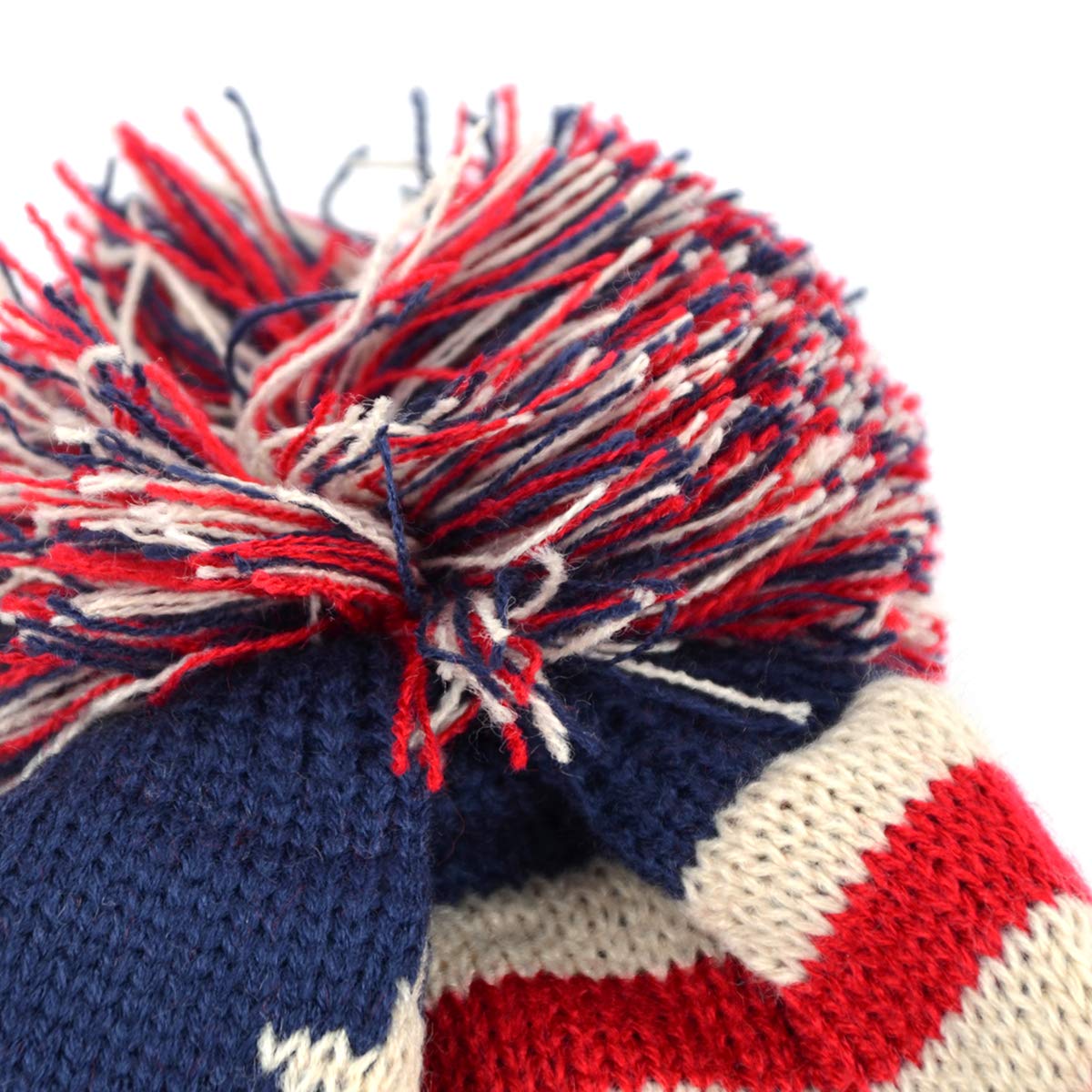 Selini Winter Hat - Knit, Cuffed Beanie with Pom Pom, USA Flag Design, Warm Fun for Cold Days, Small-Medium