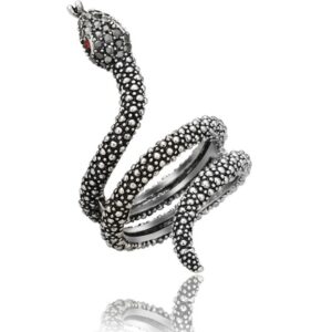 Yfnfxl Snake Ring Womens Rose Gold Snake Ring Fashion Rhinestones Cute Animal Rings (silver, 7)